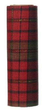 Decostof tafelloper tartan rood-groen smalle ruit polyester, Nieuw
