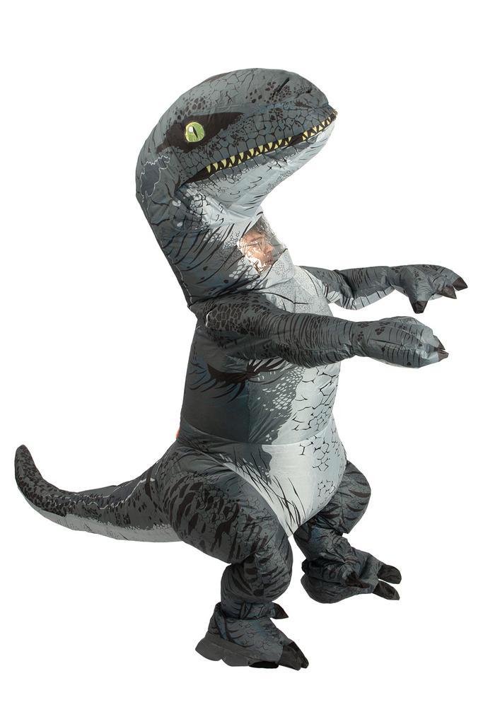 KIMU® Opblaas Kostuum Velociraptor Grijs Opblaasbaar Pak Din, Kleding | Heren, Carnavalskleding en Feestkleding, Nieuw, Ophalen of Verzenden