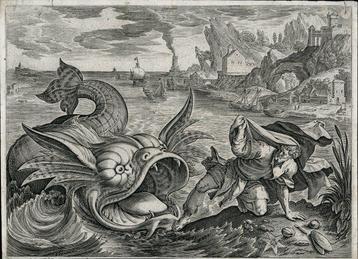 Antonius Wierix (1555-1604) - Jonah Cast on Shore by the