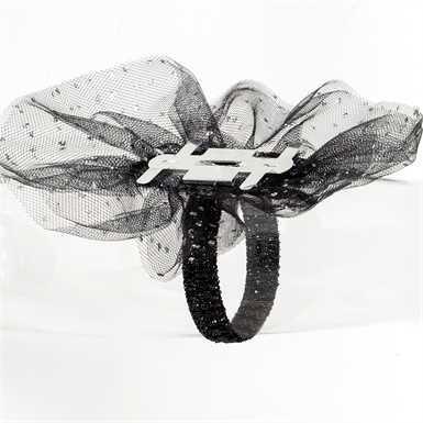 Polscorsage tule zwart silver sparkle elastisch per stuk, Maison & Meubles, Accessoires pour la Maison | Plantes & Fleurs artificielles