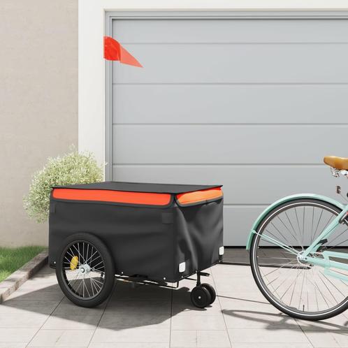 vidaXL Fietstrailer 45 kg ijzer zwart en oranje, Vélos & Vélomoteurs, Accessoires vélo | Remorques, Envoi