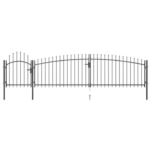 vidaXL Poort met speren bovenkant 5x1,5 m zwart, Tuin en Terras, Tuinpoorten, Nieuw, Verzenden