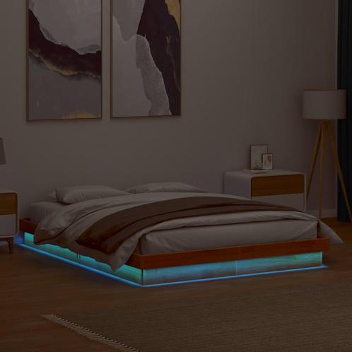 vidaXL Cadre de lit Ã  LED sans matelas 160x200 cm bois, Maison & Meubles, Chambre à coucher | Lits, Neuf, Envoi