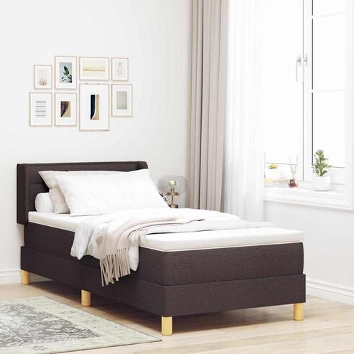 vidaXL Boxspring bed met matras Donkerbruin en Wit 100 x 200, Huis en Inrichting, Slaapkamer | Bedden, Nieuw, Verzenden