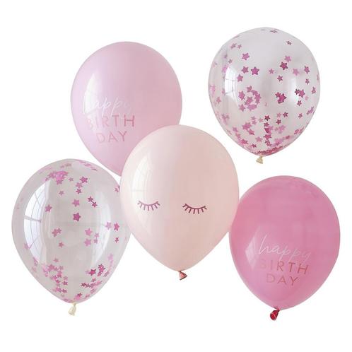 Happy Birthday Ballonnen Roze 5st, Hobby & Loisirs créatifs, Articles de fête, Envoi