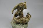 Zsolnay - Karbey - Beeld, Vechtende beren - 31 cm -, Antiek en Kunst