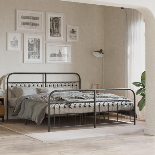vidaXL Bedframe met hoofd- en voeteneinde metaal zwart, Huis en Inrichting, Slaapkamer | Bedden, Nieuw, Verzenden