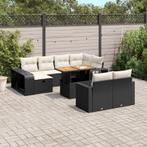 vidaXL 11-delige Loungeset met kussens poly rattan zwart, Tuin en Terras, Verzenden, Nieuw, Loungeset