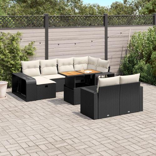 vidaXL 11-delige Loungeset met kussens poly rattan zwart, Tuin en Terras, Tuinsets en Loungesets, Loungeset, Nieuw, Verzenden
