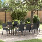vidaXL 9-delige tuinset in zwart textilene en staal, Tuin en Terras, Tuinstoelen, Verzenden, Nieuw