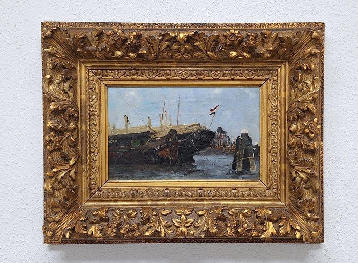 Hobbe Smith (1862 - 1942) - Amsterdam Harbour, Antiek en Kunst, Kunst | Schilderijen | Klassiek
