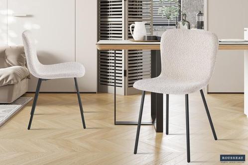 Eetkamerstoel Susan Boucl Zand Poten metaal en bekleding, Huis en Inrichting, Stoelen, Nieuw, Stof, Ophalen of Verzenden