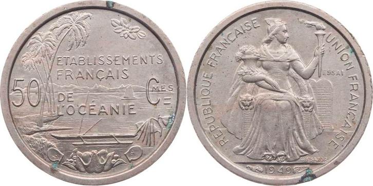 50 Centimes 1949 Polynésie française KursMunt Probe koper., Postzegels en Munten, Munten | Amerika, Verzenden