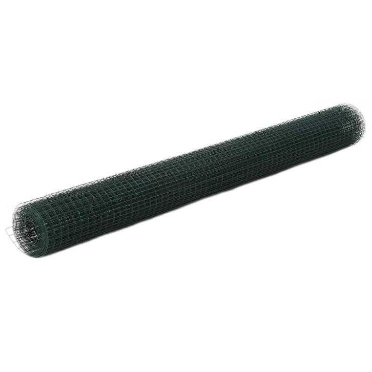 vidaXL Kippengaas 10x1,5 m staal met PVC coating groen, Tuin en Terras, Tuinhekken en Hekwerk, Nieuw, Verzenden