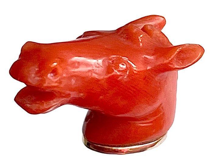 Dasspeld Antieke Italiaanse koraal 9-karaats gouden gesneden, Handtassen en Accessoires, Antieke sieraden