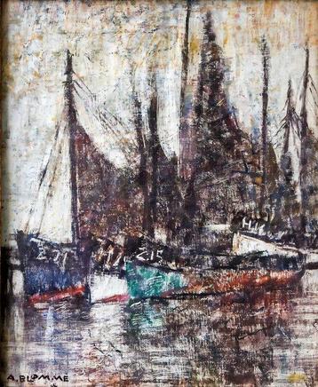 Alfons BLOMME (1889-1979) - Bateaux à voile au port