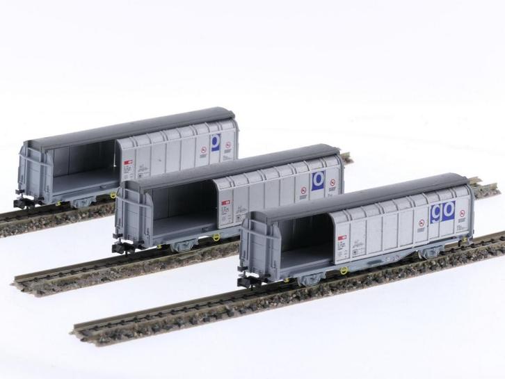 Schaal N Minitrix 15282 Set Schuifwandwagens van de SBB #..., Hobby en Vrije tijd, Modeltreinen | N-Spoor, Overige typen, Zo goed als nieuw