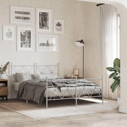 vidaXL Bedframe met hoofd- en voeteneinde metaal wit 140x200, Huis en Inrichting, Slaapkamer | Bedden, Nieuw, Verzenden