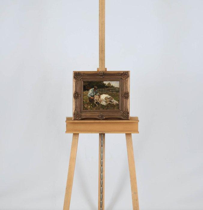 Willem Hendrik van der Nat (1864–1929) - Schapenscheerder, Antiquités & Art, Art | Peinture | Classique