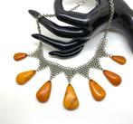 Oude Echte Baltische Amber halsketting, vintage. - Barnsteen