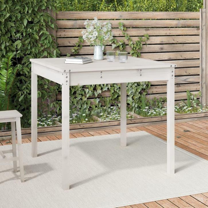 vidaXL Tuintafel 82,5x82,5x76 cm massief grenenhout wit, Tuin en Terras, Tuintafels, Nieuw, Verzenden
