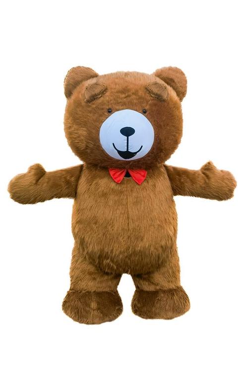 KIMU® Groot Opblaas Kostuum Teddybeer Donkerbruin 2 Meter Op, Kleding | Dames, Carnavalskleding en Feestkleding, Nieuw, Ophalen of Verzenden