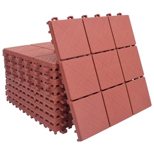 vidaXL Terrastegels 10 st 30,5x30,5 cm kunststof rood, Doe-het-zelf en Bouw, Vloerdelen en Plavuizen, Nieuw, Verzenden