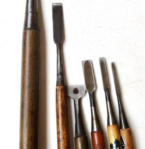6 used Japanese chisels - Werkgereedschap (6), Antiek en Kunst, Antiek | Wandborden en Tegels