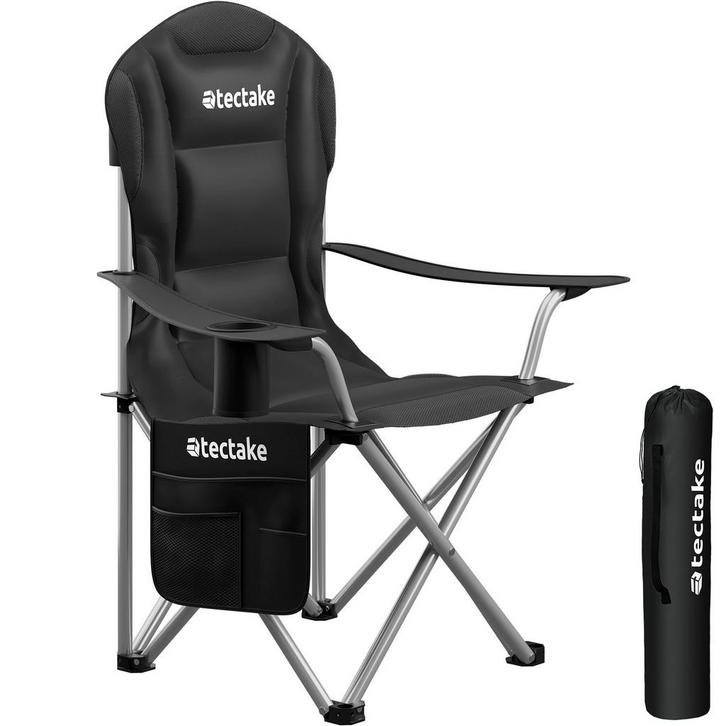 tectake Gestoffeerde campingstoel MTX, opvouwbaar, met beker, Caravanes & Camping, Accessoires de camping, Envoi