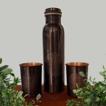 Puur koperen set van fles Flower of Life Antique fles 950 ml, Ophalen of Verzenden, Nieuw