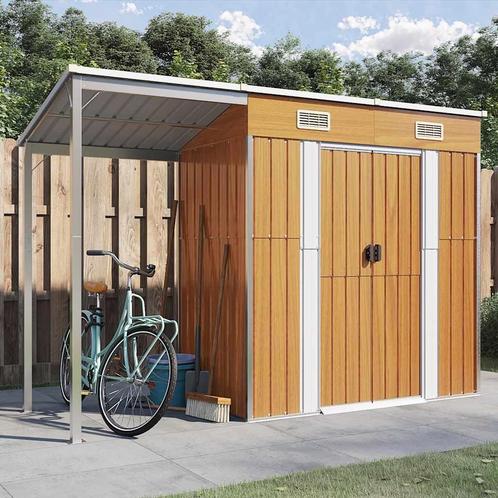 vidaXL Tuinschuur met verlengd dak 277x107x181 cm staal, Tuin en Terras, Tuinhuizen, Nieuw, Verzenden