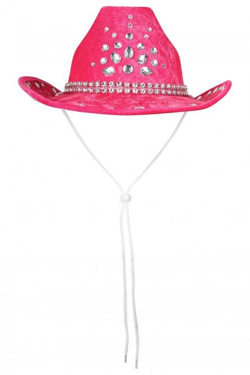 Cowboyhoed Roze Steentjes Cowboy Hoed Diamanten Leatherlook, Kleding | Heren, Carnavalskleding en Feestkleding, Nieuw, Ophalen of Verzenden