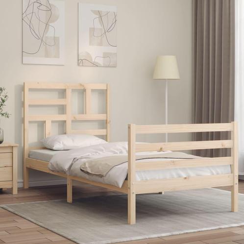 vidaXL Cadre de lit avec tête de lit simple bois massif, Huis en Inrichting, Slaapkamer | Bedden, Verzenden