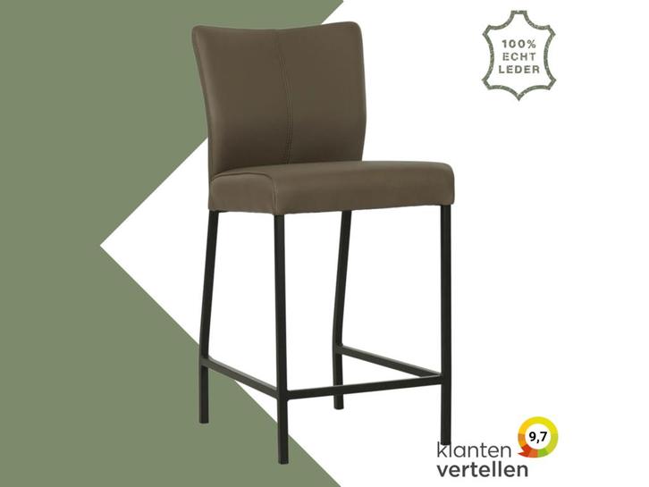 Leren barkruk Revolt laag - Toledo Moss (bruin/groen) -, Huis en Inrichting, Barkrukken, Nieuw, 1 kruk, Leer, 90 cm of meer, Ophalen of Verzenden