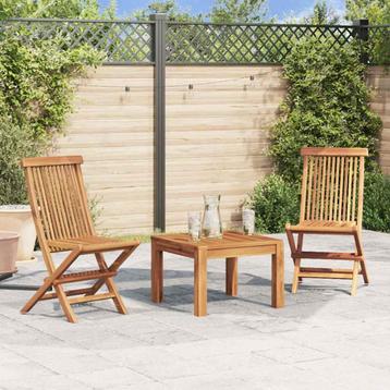 vidaXL Tuinstoelen inklapbaar 2 st massief teakhout, Tuin en Terras, Tuinstoelen, Verzenden, Nieuw