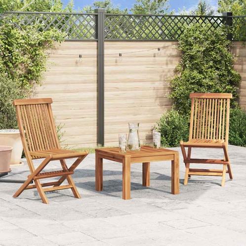 vidaXL Tuinstoelen inklapbaar 2 st massief teakhout, Tuin en Terras, Tuinstoelen, Nieuw, Verzenden