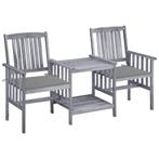 vidaXL Tuinstoelen met tafeltje en kussens massief, Tuin en Terras, Verzenden, Nieuw