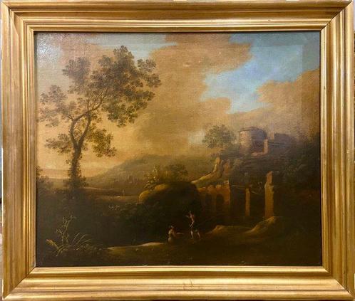 Italiaanse school (XVIII) - Landscape with architectural, Antiek en Kunst, Kunst | Schilderijen | Klassiek