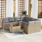 vidaXL 9-delige tuinset met kussens in beige poly rattan, Verzenden, Nieuw