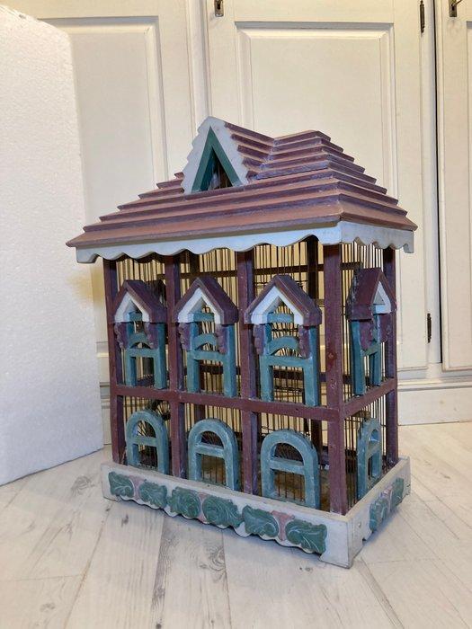 Vogelkooi - Hout - Unieke antieke vogelkooi, Antiek en Kunst, Kunst | Designobjecten