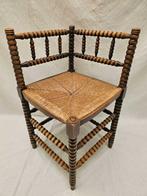 Stoel - Franse Bobbin Hoekstoel met Rieten Afwerking - Hout,