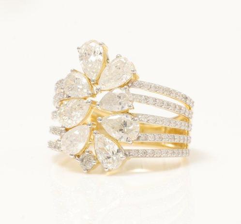 Statement ring - 14 karaat Geel goud - 2.60ct. tw. Diamant, Handtassen en Accessoires, Antieke sieraden