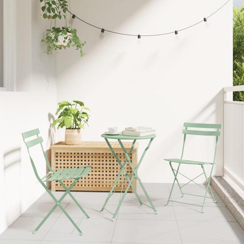 vidaXL 3-delige opvouwbare bistroset in licht muntstaal, Tuin en Terras, Tuinsets en Loungesets, Nieuw, Verzenden