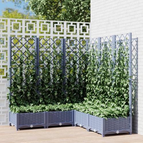 vidaXL Plantenbak met latwerk 120x120x121,5 cm polypropeen, Tuin en Terras, Bloempotten, Nieuw, Verzenden