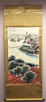 Landschap scroll 170 cm - Papier en doek - China - Eind 20e
