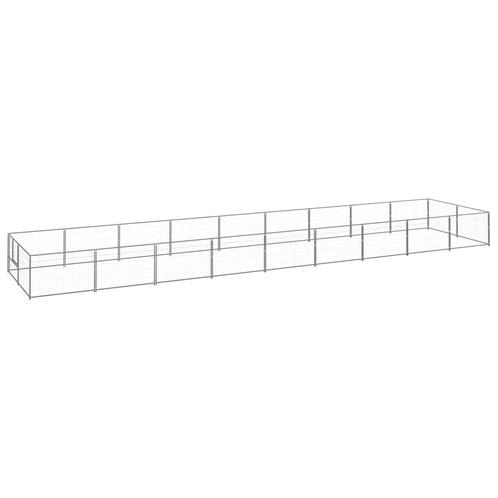 vidaXL Hondenkennel 18 m² staal zilverkleurig, Dieren en Toebehoren, Hondenbenches, Nieuw, Verzenden