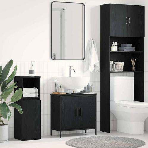 vidaXL Wastafelonderkast Zwart eiken 60 x 30 x 60 cm Bewerkt, Huis en Inrichting, Tafels | Kaptafels, Nieuw, Verzenden