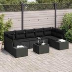vidaXL Tuinbank Set 8 pcs Zwart Poly rattan, Verzenden, Nieuw