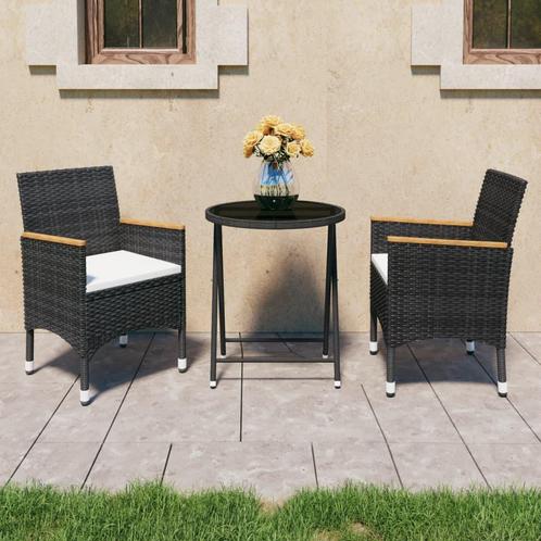 vidaXL Ensemble de bistro de jardin 3 pcs poly rotin et, Tuin en Terras, Tuinsets en Loungesets, Verzenden