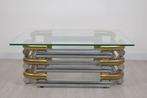 Salontafel - Staal, Messing, Glas